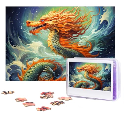 GFLFMXZW Puzzles, 500 Teile, personalisierbar, chinesischer Drache, Ölgemälde, Fotopuzzle, herausforderndes Bild, Puzzle für Erwachsene, personalisierbares Puzzle mit Aufbewahrungstasche (38,1 x 25,9 GFLFMXZW Puzzles, 500 Teile, personalisierbar, chinesischer Drache, Ölgemälde, Fotopuzzle, herausforderndes Bild, Puzzle für Erwachsene, personalisierbares Puzzle mit Aufbewahrungstasche (38,1 x 25,9 von GFLFMXZW