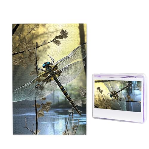 GFLFMXZW Puzzles 1000 Teile, personalisiertes Puzzle, Libellen, Fotopuzzle, herausforderndes Bild, Puzzle für Erwachsene, personalisierbares Puzzle mit Aufbewahrungstasche (50 x 74,9 cm) von GFLFMXZW