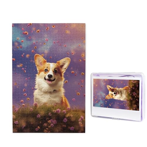 GFLFMXZW Puzzles 1000 Teile Personalisierte Puzzles Corgi Fotopuzzle Herausforderndes Bilderpuzzle für Erwachsene Personalisierbares Puzzle mit Aufbewahrungstasche (50 x 74,9 cm) von GFLFMXZW