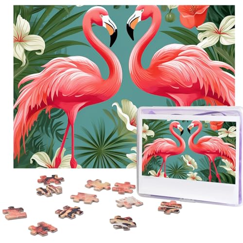 Personalisiertes Holzpuzzle 500 Teile Puzzle Paar Puzzle Familie Puzzle Floral Flamingo Botanik Bilderpuzzle Fotopuzzle für Erwachsene Geburtstag Hochzeit 51,8 x 38,1 cm von GFLFMXZW