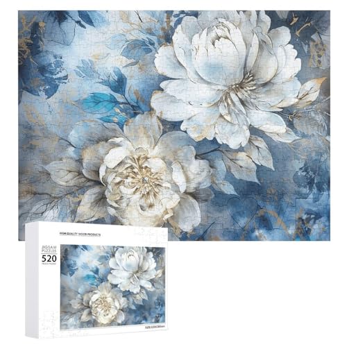 Puzzle mit blauen und weißen Blumen, 520 Teile, personalisierbar, blaue und weiße Blumen, Fotopuzzle, anspruchsvolles Bilderpuzzle für Erwachsene, personalisierbares Puzzle mit Aufbewahrungstasche Puzzle mit blauen und weißen Blumen, 520 Teile, personalisierbar, blaue und weiße Blumen, Fotopuzzle, anspruchsvolles Bilderpuzzle für Erwachsene, personalisierbares Puzzle mit Aufbewahrungstasche von GFLFMXZW