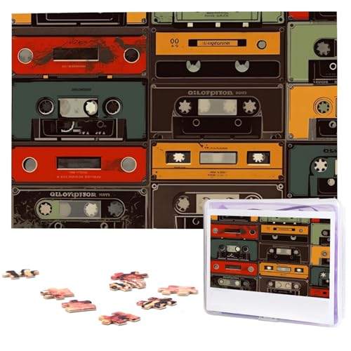 Puzzles, 1000 Teile, personalisierbar, Vintage-Klebeband, Fotopuzzle, herausforderndes Bild, Puzzle für Erwachsene, personalisierbares Puzzle mit Aufbewahrungstasche (74,9 x 50 cm) von GFLFMXZW