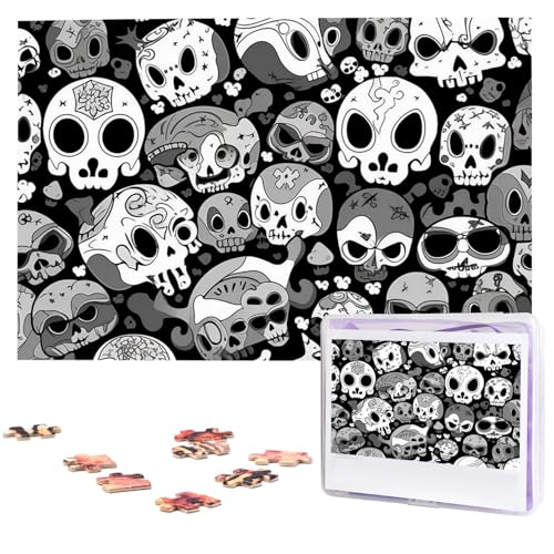 Puzzles, 1000 Teile, personalisiertes Puzzle, schwarz-weißes Totenkopf-Muster, Fotopuzzle, herausforderndes Bild, Puzzle für Erwachsene, personalisierbares Puzzle mit Aufbewahrungstasche (74,9 x 50 Puzzles, 1000 Teile, personalisiertes Puzzle, schwarz-weißes Totenkopf-Muster, Fotopuzzle, herausforderndes Bild, Puzzle für Erwachsene, personalisierbares Puzzle mit Aufbewahrungstasche (74,9 x 50 von GFLFMXZW