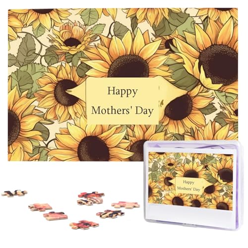 Puzzles 1000 Teile, personalisiertes Puzzle, Happy Mother's Day, Sonnenblumen-Fotopuzzle, herausforderndes Bild, Puzzle für Erwachsene, personalisierbares Puzzle mit Aufbewahrungstasche (74,9 x 50 cm) Puzzles 1000 Teile, personalisiertes Puzzle, Happy Mother's Day, Sonnenblumen-Fotopuzzle, herausforderndes Bild, Puzzle für Erwachsene, personalisierbares Puzzle mit Aufbewahrungstasche (74,9 x 50 cm) von GFLFMXZW
