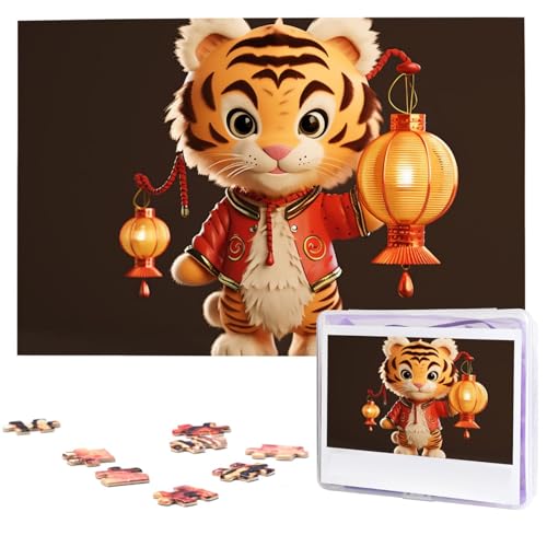 Puzzles 1000 Teile, personalisiertes Puzzle, ein Tiger, der eine Laterne hält, Fotopuzzle, herausforderndes Bilder-Puzzle für Erwachsene, personalisiertes Puzzle mit Aufbewahrungstasche (74,9 x 50 cm) Puzzles 1000 Teile, personalisiertes Puzzle, ein Tiger, der eine Laterne hält, Fotopuzzle, herausforderndes Bilder-Puzzle für Erwachsene, personalisiertes Puzzle mit Aufbewahrungstasche (74,9 x 50 cm) von GFLFMXZW