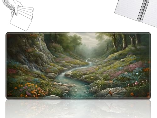 GFRGTFHYT MTG Playmat, Game Play Mat für MTG TCG, 61 x 35,6 cm, Sammelkarte, Tintenspiel, Spielmatten mit genähter glatter Gummi-Oberfläche, Kampfspiel, Spielmatten, Schreibtisch-Mauspad, Art Stream von GFRGTFHYT