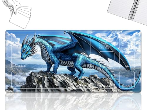 GFRGTFHYT Playmat für MTG-Karten Spielmatte mit rutschfester Gummiunterseite, genähte Feldregeln, Zonen, Spielmatte, Schreibtischmatten mit F-Drachen, Größe 61 x 35,6 cm, Mauspad für MTG TCG GFRGTFHYT Playmat für MTG-Karten Spielmatte mit rutschfester Gummiunterseite, genähte Feldregeln, Zonen, Spielmatte, Schreibtischmatten mit F-Drachen, Größe 61 x 35,6 cm, Mauspad für MTG TCG von GFRGTFHYT