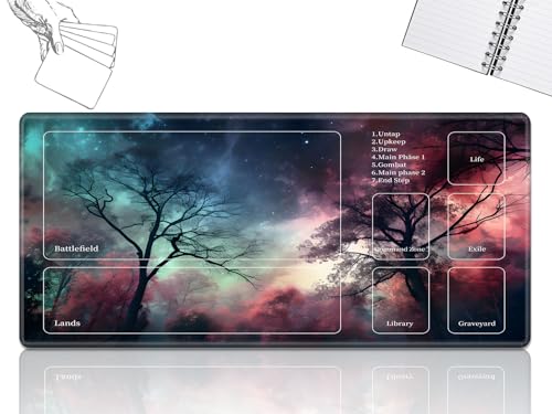 GFRGTFHYT Playmat für MTG-Karten Spielmatte mit rutschfester Gummiunterseite, genähte Feldregeln, Zonen, Spielmatte, Schreibtischmatten mit Galaxiebaum, Größe 61 x 35,6 cm, Mauspad für MTG TCG GFRGTFHYT Playmat für MTG-Karten Spielmatte mit rutschfester Gummiunterseite, genähte Feldregeln, Zonen, Spielmatte, Schreibtischmatten mit Galaxiebaum, Größe 61 x 35,6 cm, Mauspad für MTG TCG von GFRGTFHYT