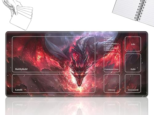 GFRGTFHYT Playmat für MTG-Karten Spielmatte mit rutschfester Gummiunterseite, genähte Feldregeln, Zonen, Spielmatte, Schreibtischmatten mit I Drachengröße, 61 x 35,6 cm, Mauspad für MTG TCG GFRGTFHYT Playmat für MTG-Karten Spielmatte mit rutschfester Gummiunterseite, genähte Feldregeln, Zonen, Spielmatte, Schreibtischmatten mit I Drachengröße, 61 x 35,6 cm, Mauspad für MTG TCG von GFRGTFHYT