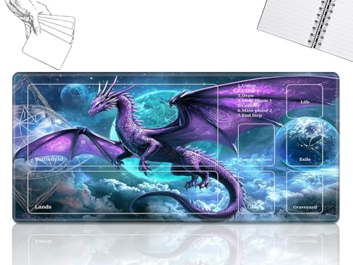 GFRGTFHYT Playmat für MTG-Karten Spielmatte mit rutschfester Gummiunterseite, genähte Feldregeln, Zonen, Spielmatte, Schreibtischmatten mit J-Drachen, Größe 61 x 35,6 cm, Mauspad für MTG TCG GFRGTFHYT Playmat für MTG-Karten Spielmatte mit rutschfester Gummiunterseite, genähte Feldregeln, Zonen, Spielmatte, Schreibtischmatten mit J-Drachen, Größe 61 x 35,6 cm, Mauspad für MTG TCG von GFRGTFHYT