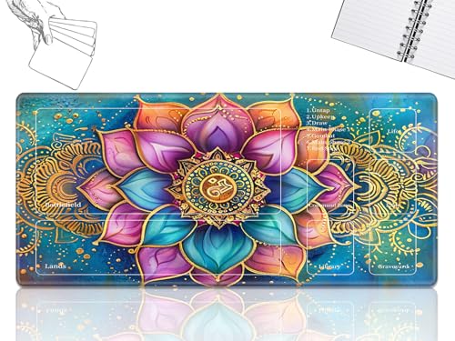 GFRGTFHYT Playmat für MTG-Karten Spielmatte mit rutschfester Gummiunterseite, genähte Feldregeln, Zonen, Spielmatte, Schreibtischmatten mit Kunst-Lotus, Größe 61 x 35,6 cm, Mauspad für MTG TCG GFRGTFHYT Playmat für MTG-Karten Spielmatte mit rutschfester Gummiunterseite, genähte Feldregeln, Zonen, Spielmatte, Schreibtischmatten mit Kunst-Lotus, Größe 61 x 35,6 cm, Mauspad für MTG TCG von GFRGTFHYT
