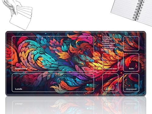 GFRGTFHYT Playmat für MTG-Karten Spielmatte mit rutschfester Gummiunterseite, genähte Feldregeln, Zonen, Spielmatte, Schreibtischmatten mit Kunstblattgröße, 61 x 35,6 cm, Mauspad für MTG TCG GFRGTFHYT Playmat für MTG-Karten Spielmatte mit rutschfester Gummiunterseite, genähte Feldregeln, Zonen, Spielmatte, Schreibtischmatten mit Kunstblattgröße, 61 x 35,6 cm, Mauspad für MTG TCG von GFRGTFHYT