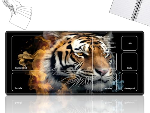 GFRGTFHYT Playmat für MTG-Karten Spielmatte mit rutschfester Gummiunterseite, genähte Feldregeln, Zonen, Spielmatte, Schreibtischmatten mit Kunsttiger, Größe 61 x 35,6 cm, Mauspad für MTG TCG GFRGTFHYT Playmat für MTG-Karten Spielmatte mit rutschfester Gummiunterseite, genähte Feldregeln, Zonen, Spielmatte, Schreibtischmatten mit Kunsttiger, Größe 61 x 35,6 cm, Mauspad für MTG TCG von GFRGTFHYT