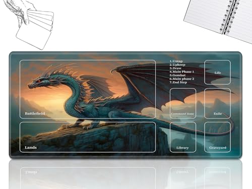 GFRGTFHYT Playmat für MTG-Karten Spielmatte mit rutschfester Gummiunterseite, genähte Feldregeln, Zonen, Spielmatte, Schreibtischmatten mit M-Drachengröße, 61 x 35,6 cm, Mauspad für MTG TCG GFRGTFHYT Playmat für MTG-Karten Spielmatte mit rutschfester Gummiunterseite, genähte Feldregeln, Zonen, Spielmatte, Schreibtischmatten mit M-Drachengröße, 61 x 35,6 cm, Mauspad für MTG TCG von GFRGTFHYT