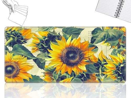 GFRGTFHYT Playmat für MTG-Karten Spielmatte mit rutschfester Gummiunterseite, genähte Feldregeln, Zonen, Spielmatte, Schreibtischmatten mit Sonnenblumen-Größe 61 x 35,6 cm, Mauspad für MTG TCG GFRGTFHYT Playmat für MTG-Karten Spielmatte mit rutschfester Gummiunterseite, genähte Feldregeln, Zonen, Spielmatte, Schreibtischmatten mit Sonnenblumen-Größe 61 x 35,6 cm, Mauspad für MTG TCG von GFRGTFHYT