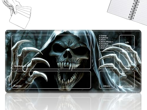 GFRGTFHYT Playmat für MTG-Karten Spielmatte mit rutschfester Gummiunterseite, genähte Feldregeln, Zonen, Spielmatte, Schreibtischmatten mit Totenkopfgesicht, Größe 61 x 35,6 cm, Mauspad für MTG TCG GFRGTFHYT Playmat für MTG-Karten Spielmatte mit rutschfester Gummiunterseite, genähte Feldregeln, Zonen, Spielmatte, Schreibtischmatten mit Totenkopfgesicht, Größe 61 x 35,6 cm, Mauspad für MTG TCG von GFRGTFHYT