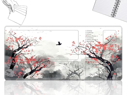 Playmat für MTG-Karten Spielmatte mit rutschfester Gummiunterseite, genähte Feldregeln, Zonen, Spielmatte, Schreibtischmatten mit Aquarellbäumen, Größe 61 x 35,6 cm, Mauspad für MTG TCG Kartenspiel Playmat für MTG-Karten Spielmatte mit rutschfester Gummiunterseite, genähte Feldregeln, Zonen, Spielmatte, Schreibtischmatten mit Aquarellbäumen, Größe 61 x 35,6 cm, Mauspad für MTG TCG Kartenspiel von GFRGTFHYT