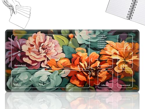 Playmat für MTG-Karten Spielmatte mit rutschfester Gummiunterseite, genähte Feldregeln, Zonen, Spielmatte, Schreibtischmatten mit Kunst-Aquarell-Blumen, 61 x 35,6 cm, Mauspad für MTG TCG Kartenspiel Playmat für MTG-Karten Spielmatte mit rutschfester Gummiunterseite, genähte Feldregeln, Zonen, Spielmatte, Schreibtischmatten mit Kunst-Aquarell-Blumen, 61 x 35,6 cm, Mauspad für MTG TCG Kartenspiel von GFRGTFHYT