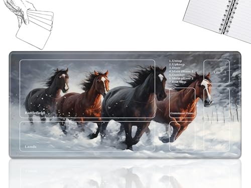 Playmat für MTG-Karten Spielmatte mit rutschfester Gummiunterseite, genähte Feldregeln, Zonen, Spielmatte, Schreibtischmatten mit Kunst Galoppierendes Pferd, Größe 61 x 35,6 cm, Mauspad für MTG TCG Playmat für MTG-Karten Spielmatte mit rutschfester Gummiunterseite, genähte Feldregeln, Zonen, Spielmatte, Schreibtischmatten mit Kunst Galoppierendes Pferd, Größe 61 x 35,6 cm, Mauspad für MTG TCG von GFRGTFHYT