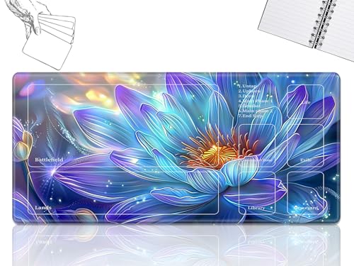 Playmat für MTG-Karten Spielmatte mit rutschfester Gummiunterseite, genähte Feldregeln, Zonen, Spielmatte, Schreibtischmatten mit Lotusblumenkunst, Größe 61 x 35,6 cm, Mauspad für MTG TCG Kartenspiel Playmat für MTG-Karten Spielmatte mit rutschfester Gummiunterseite, genähte Feldregeln, Zonen, Spielmatte, Schreibtischmatten mit Lotusblumenkunst, Größe 61 x 35,6 cm, Mauspad für MTG TCG Kartenspiel von GFRGTFHYT