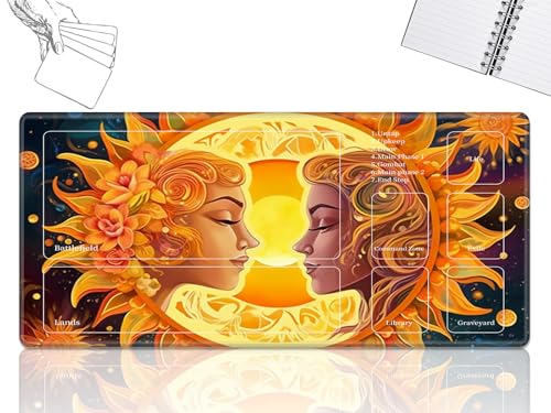 Playmat für MTG-Karten Spielmatte mit rutschfester Gummiunterseite, genähte Feldregeln, Zonen, Spielmatte, Schreibtischmatten mit Sonne, Damen, Herren, Größe 61 x 35,6 cm, Mauspad für MTG TCG Playmat für MTG-Karten Spielmatte mit rutschfester Gummiunterseite, genähte Feldregeln, Zonen, Spielmatte, Schreibtischmatten mit Sonne, Damen, Herren, Größe 61 x 35,6 cm, Mauspad für MTG TCG von GFRGTFHYT