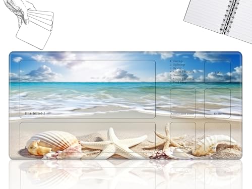 Playmat für MTG-Karten Spielmatte mit rutschfester Gummiunterseite, genähte Feldregeln, Zonen, Spielmatte, Schreibtischmatten mit Strand-Seestern, Größe 61 x 35,6 cm, Mauspad für MTG TCG Kartenspiel Playmat für MTG-Karten Spielmatte mit rutschfester Gummiunterseite, genähte Feldregeln, Zonen, Spielmatte, Schreibtischmatten mit Strand-Seestern, Größe 61 x 35,6 cm, Mauspad für MTG TCG Kartenspiel von GFRGTFHYT