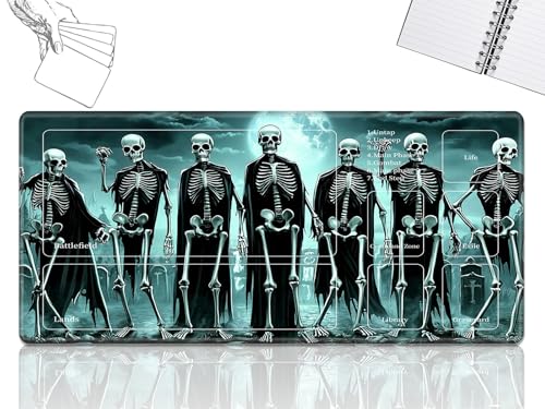 Playmat für MTG-Karten Spielmatte mit rutschfester Gummiunterseite, genähte Feldregeln, Zonen, Spielmatte, Schreibtischmatten mit Totenkopf, menschliches Skelett, Größe 61 x 35,6 cm, Mauspad für MTG Playmat für MTG-Karten Spielmatte mit rutschfester Gummiunterseite, genähte Feldregeln, Zonen, Spielmatte, Schreibtischmatten mit Totenkopf, menschliches Skelett, Größe 61 x 35,6 cm, Mauspad für MTG von GFRGTFHYT