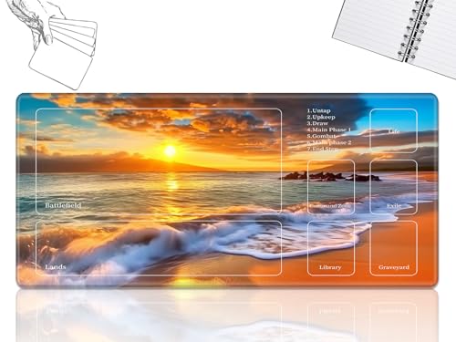 Playmat für MTG-Karten Spielmatte mit rutschfester Gummiunterseite, genähte Feldregeln, Zonen, Spielmatte, Schreibtischunterlagen mit Sandstrandstrand, Größe 61 x 35,6 cm, Mauspad für MTG TCG Playmat für MTG-Karten Spielmatte mit rutschfester Gummiunterseite, genähte Feldregeln, Zonen, Spielmatte, Schreibtischunterlagen mit Sandstrandstrand, Größe 61 x 35,6 cm, Mauspad für MTG TCG von GFRGTFHYT
