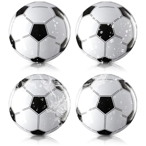 4 Stück Wasserball, Wasserball Aufblasbar, 26cm Aufblasbarer Ball, Wasserball Klein, PVC Fußball, Klein Fussball, Beachball, Schwimmen Pool Sport Spiel Party Supplies von GFTCGK