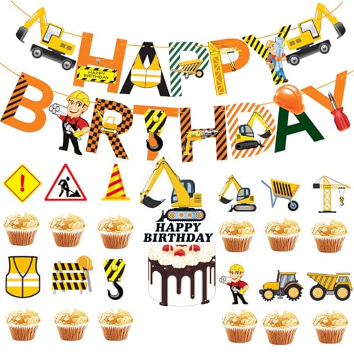 Bagger Geburtstag Deko Set, Tortendeko Baustelle, Straßenschild Baufahrzeug Cupcake Topper, LKW Bagger Tortendeko, Baustellenfahrzeuge Verkehrsschilder Kinder, Kuchen Party Dekoration Zubehör Bagger Geburtstag Deko Set, Tortendeko Baustelle, Straßenschild Baufahrzeug Cupcake Topper, LKW Bagger Tortendeko, Baustellenfahrzeuge Verkehrsschilder Kinder, Kuchen Party Dekoration Zubehör von GFTCGK
