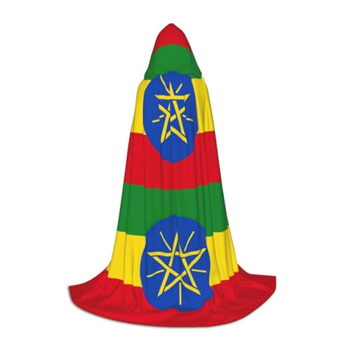 GFXEDSAH Kapuzenumhang mit Flagge von Äthiopien, mittelalterlicher Umhang mit bequemer Kapuze, perfekt für Rollenspiele und Partys von GFXEDSAH