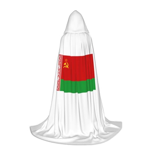 GFXEDSAH Kapuzenumhang mit Flagge von Belarus, mittelalterlicher Umhang mit bequemer Kapuze, perfekt für Rollenspiele und Partys von GFXEDSAH