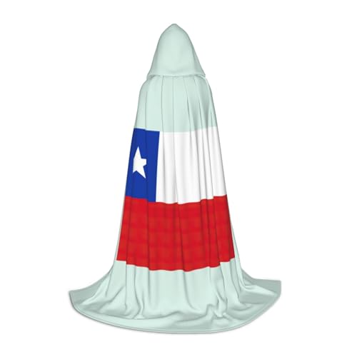 GFXEDSAH Kapuzenumhang mit Flagge von Chile, mittelalterlicher Umhang mit bequemer Kapuze, perfekt für Rollenspiele und Partys von GFXEDSAH