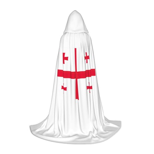 GFXEDSAH Kapuzenumhang mit Flagge von Georgien, mittelalterlicher Umhang mit bequemer Kapuze, perfekt für Rollenspiele und Partys von GFXEDSAH