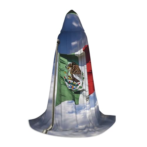 GFXEDSAH Kapuzenumhang mit Flagge von Mexiko, mittelalterlicher Umhang mit bequemer Kapuze, perfekt für Rollenspiele und Partys GFXEDSAH Kapuzenumhang mit Flagge von Mexiko, mittelalterlicher Umhang mit bequemer Kapuze, perfekt für Rollenspiele und Partys von GFXEDSAH