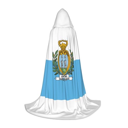GFXEDSAH Kapuzenumhang mit Flagge von San Marino, mittelalterlicher Umhang mit bequemer Kapuze, perfekt für Rollenspiele und Partys GFXEDSAH Kapuzenumhang mit Flagge von San Marino, mittelalterlicher Umhang mit bequemer Kapuze, perfekt für Rollenspiele und Partys von GFXEDSAH