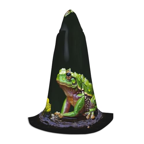 GFXEDSAH Kapuzenumhang mit Frosch- und Regendruck, mittelalterlicher Umhang mit bequemer Kapuze, perfekt für Rollenspiele und Partys GFXEDSAH Kapuzenumhang mit Frosch- und Regendruck, mittelalterlicher Umhang mit bequemer Kapuze, perfekt für Rollenspiele und Partys von GFXEDSAH
