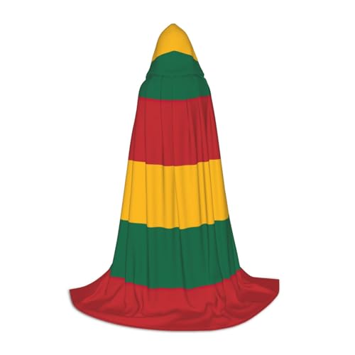 GFXEDSAH Kapuzenumhang mit Litauen-Flagge, mittelalterlicher Umhang mit bequemer Kapuze, perfekt für Rollenspiele und Partys von GFXEDSAH