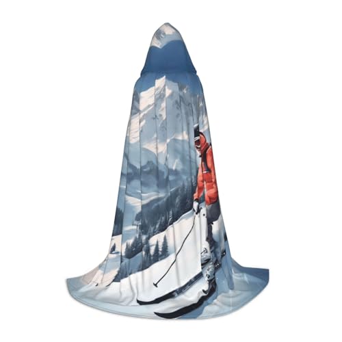 GFXEDSAH Kapuzenumhang mit Ski-Motiv, mittelalterlicher Umhang mit bequemer Kapuze, perfekt für Rollenspiele und Partys GFXEDSAH Kapuzenumhang mit Ski-Motiv, mittelalterlicher Umhang mit bequemer Kapuze, perfekt für Rollenspiele und Partys von GFXEDSAH