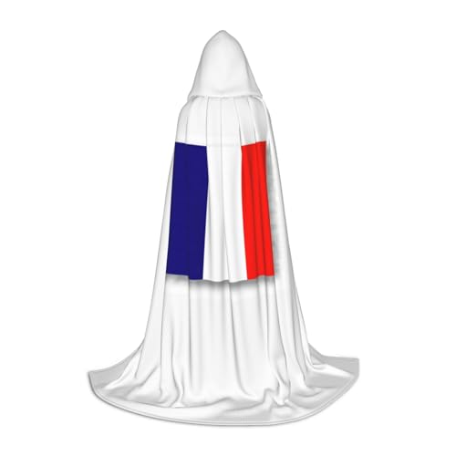 GFXEDSAH Kapuzenumhang mit französischer Flagge, mittelalterlicher Umhang mit bequemer Kapuze, perfekt für Rollenspiele und Partys von GFXEDSAH