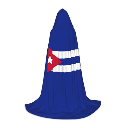 GFXEDSAH Kapuzenumhang mit kubanischer Flagge, mittelalterlicher Umhang mit bequemer Kapuze, perfekt für Rollenspiele und Partys von GFXEDSAH