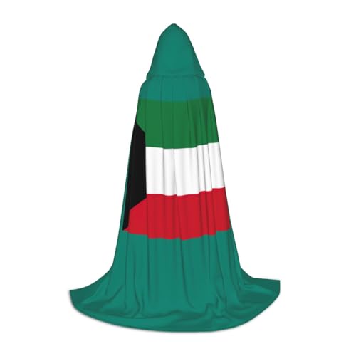 GFXEDSAH Kapuzenumhang mit kuwaitischer Flagge, mittelalterlicher Umhang mit bequemer Kapuze, perfekt für Rollenspiele und Partys von GFXEDSAH