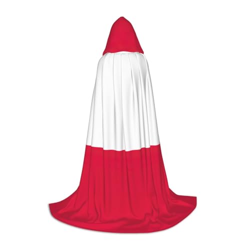 GFXEDSAH Kapuzenumhang mit polnischer Flagge, mittelalterlicher Umhang mit bequemer Kapuze, perfekt für Rollenspiele und Partys von GFXEDSAH