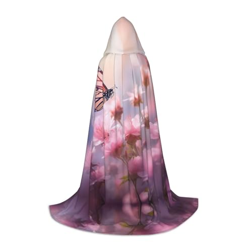 GFXEDSAH Kapuzenumhang mit rosa Blumendruck, mittelalterlicher Umhang mit bequemer Kapuze, perfekt für Rollenspiele und Partys GFXEDSAH Kapuzenumhang mit rosa Blumendruck, mittelalterlicher Umhang mit bequemer Kapuze, perfekt für Rollenspiele und Partys von GFXEDSAH