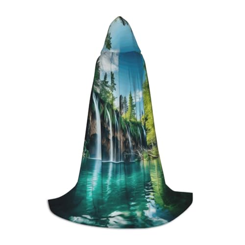 GFXEDSAH Umhang mit Kapuze im Nationalpark "Plitvicer Seen", mittelalterlicher Umhang mit bequemer Kapuze, perfekt für Rollenspiele und Partys von GFXEDSAH