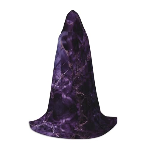 GFXEDSAH Umhang mit Kapuze mit violettem Marmor-Druck, mittelalterlicher Umhang mit bequemer Kapuze, perfekt für Rollenspiele und Partys von GFXEDSAH