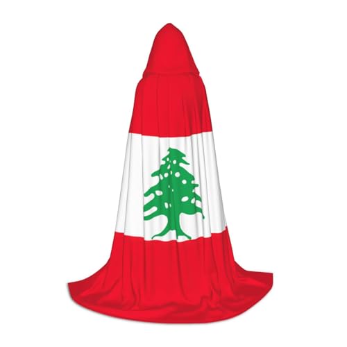 GFXEDSAH Umhang mit Libanon-Flagge, mittelalterlicher Umhang mit bequemer Kapuze, perfekt für Rollenspiele und Partys von GFXEDSAH
