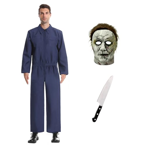 GGDQOPD Halloween Michael Kostüm für Erwachsene, mit Horror-Killer-Maske, Spielzeugmesser und Mike-Overall, Halloween-Cosplay für Männer und Frauen, Größe S GGDQOPD Halloween Michael Kostüm für Erwachsene, mit Horror-Killer-Maske, Spielzeugmesser und Mike-Overall, Halloween-Cosplay für Männer und Frauen, Größe S von GGDQOPD