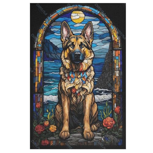 1000 Teile Puzzle Für Erwachsene, Deutscher Schäferhund -Puzzles, Kinder Holz-Puzzle, Kreatives Puzzle, Geschenk Für Freunde Und Familie （78×53cm） von GGJJTT