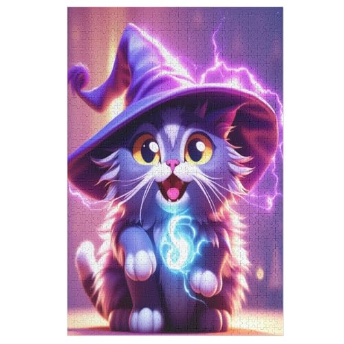 1000 Teile Puzzle Für Jungen Und Mädchen, Standard-Puzzles, Halloween Katze -Puzzles, Familienspiele, （78×53cm） von GGJJTT